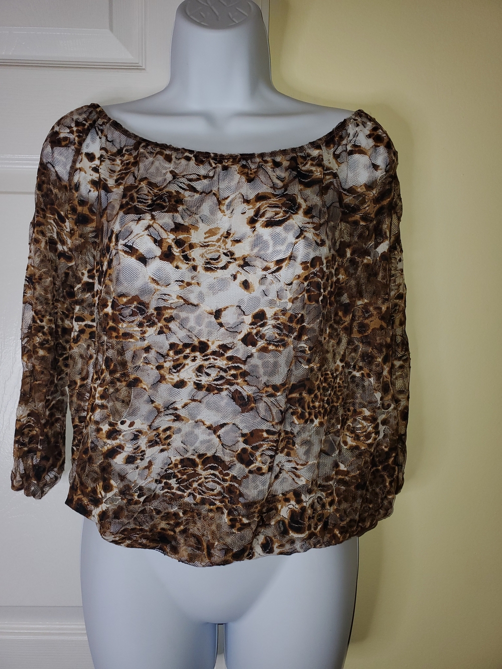 🐆🤎 Joyce Leslie Sheer Animal Print Mesh Long Sleeve Top | M